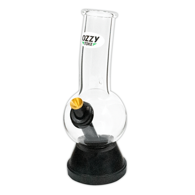 OZZY TOKE  SMALL BLACK BASE GLASS BONG
